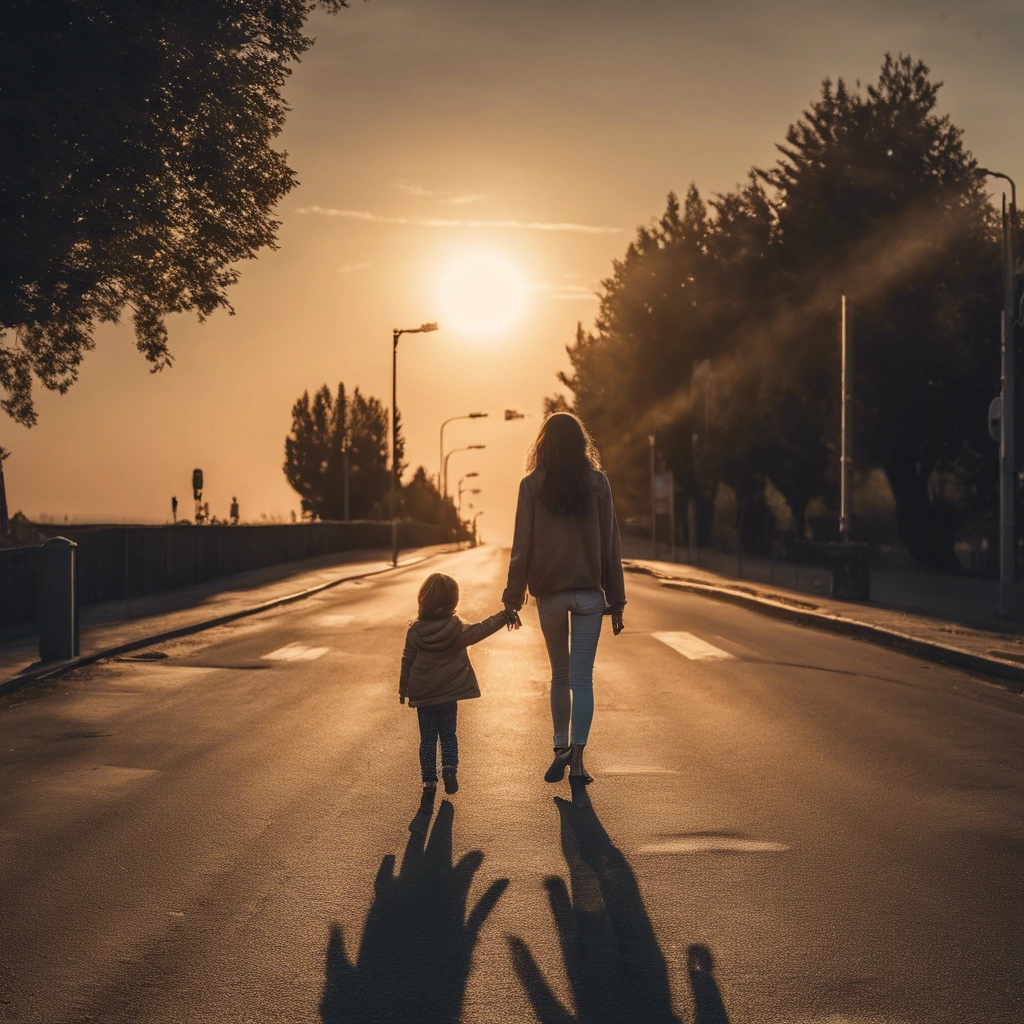 Femme et enfant en détresse dans la rue